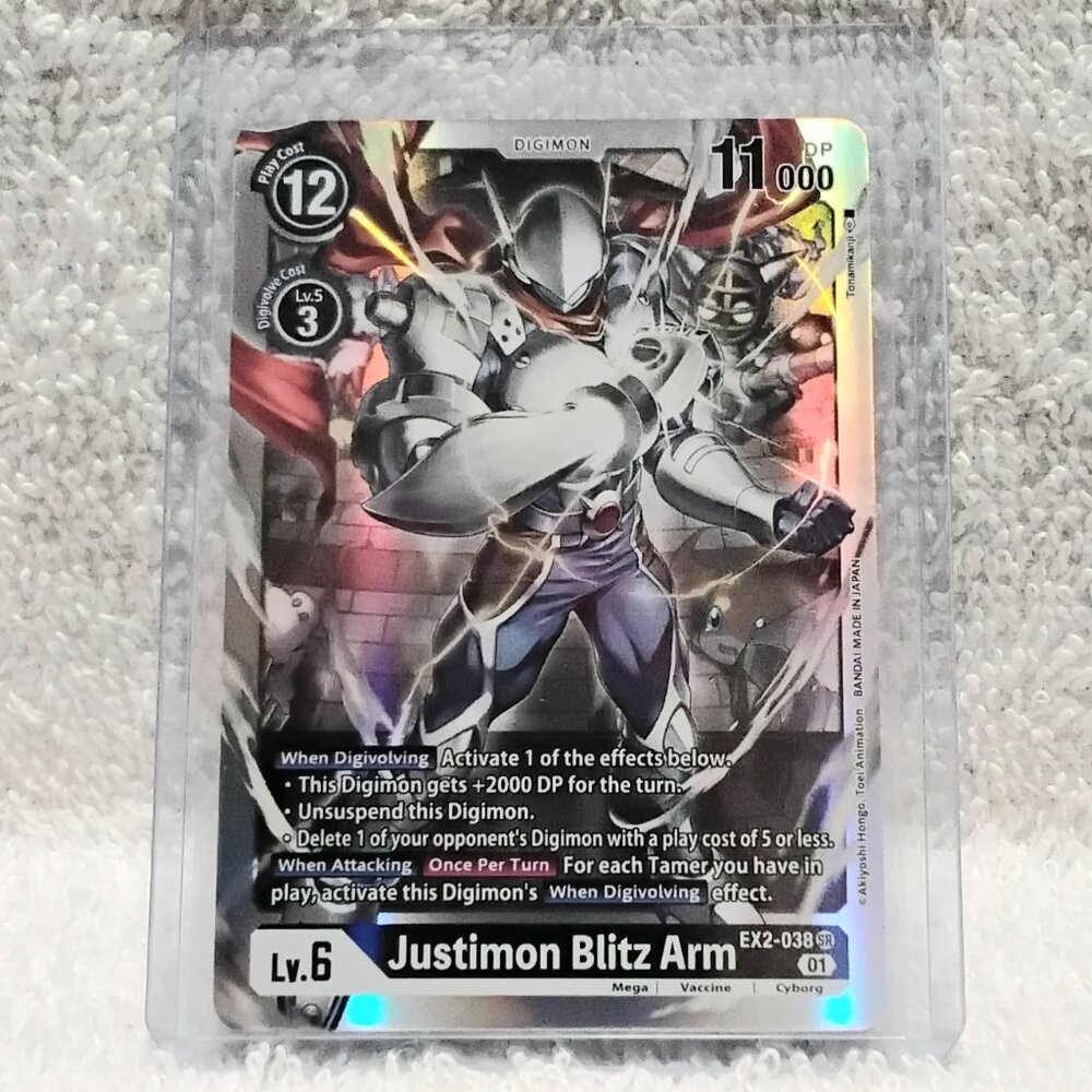 3/$25 Mint Justimon Blitz Arm Digimon Holo Card EX2-038 SR by Bandai!!